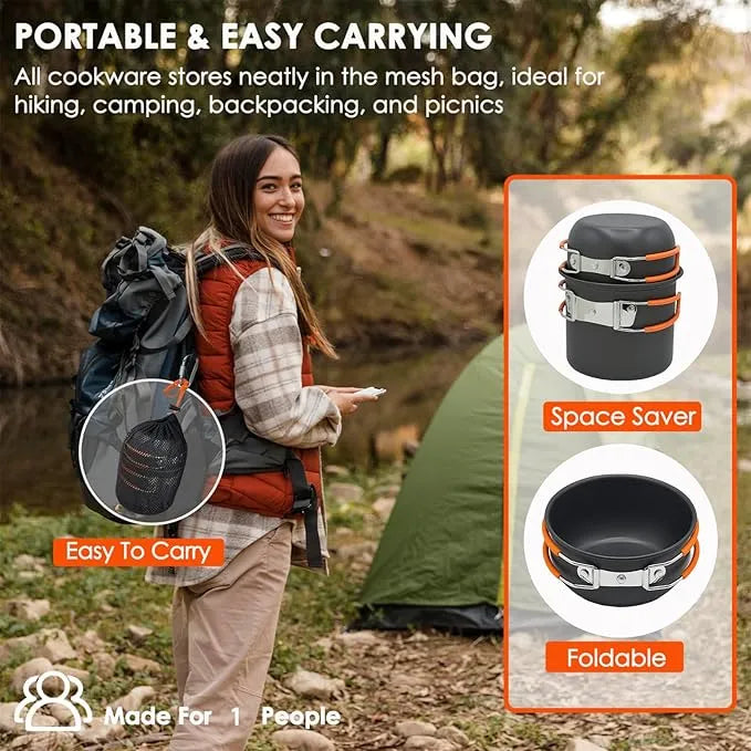 10Pcs Camping Cookware Mess Kit - Urbizia