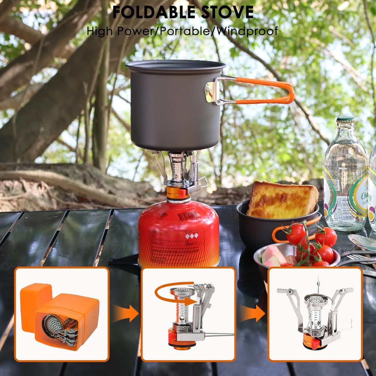 10Pcs Camping Cookware Mess Kit - Urbizia