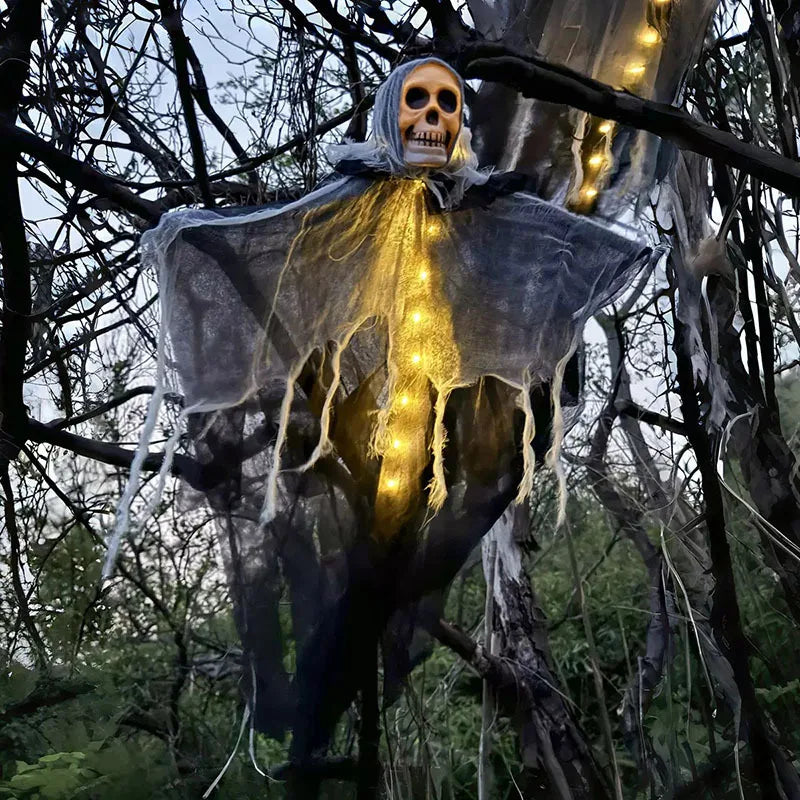 1PCS Halloween Glowing Skull Skeleton – Hanging Ghost Decoration for Home & Garden