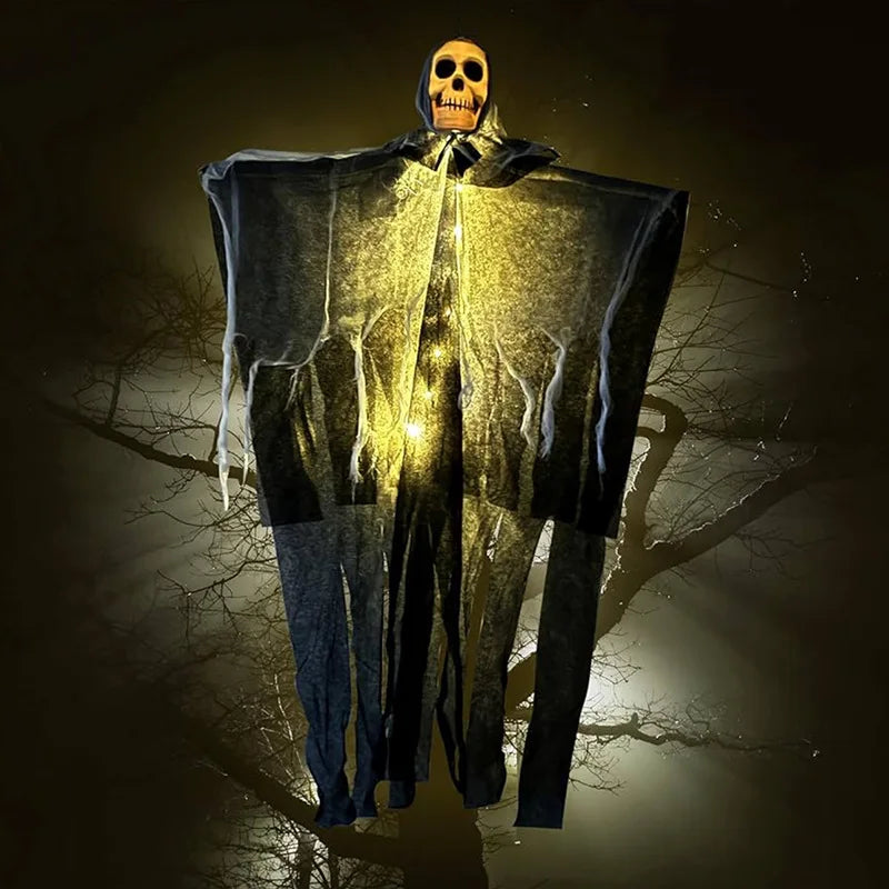 1PCS Halloween Glowing Skull Skeleton – Hanging Ghost Decoration for Home & Garden