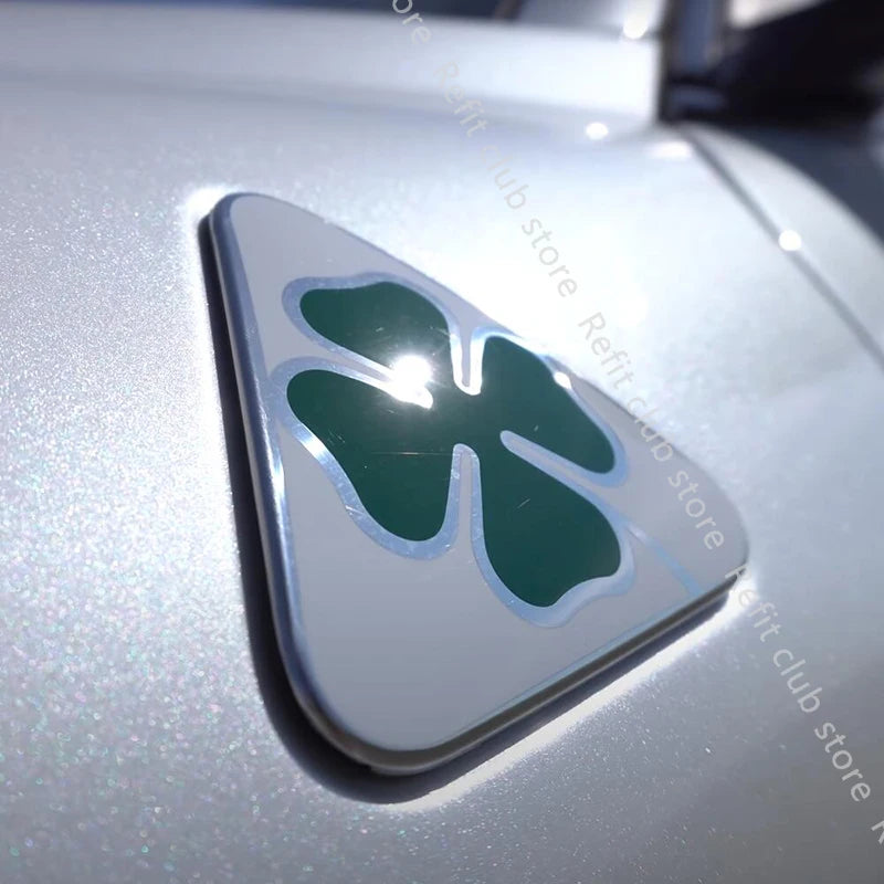 1 Pair Aluminum Four-Leaf Clover Fender Stickers – Car Exterior Decoration for Alfa Romeo Giulia & Stelvio