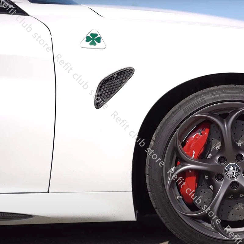 1 Pair Aluminum Four-Leaf Clover Fender Stickers – Car Exterior Decoration for Alfa Romeo Giulia & Stelvio