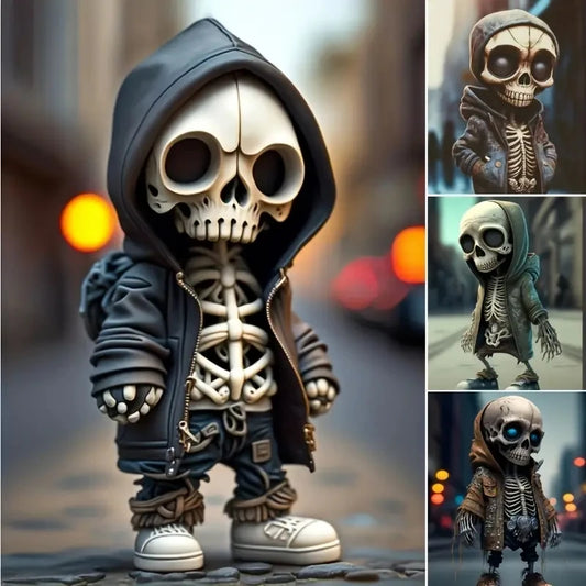 1pc Cool Skeleton Figure – Gothic Skull Statue & Collectible Halloween Decoration for Home, Office & Room