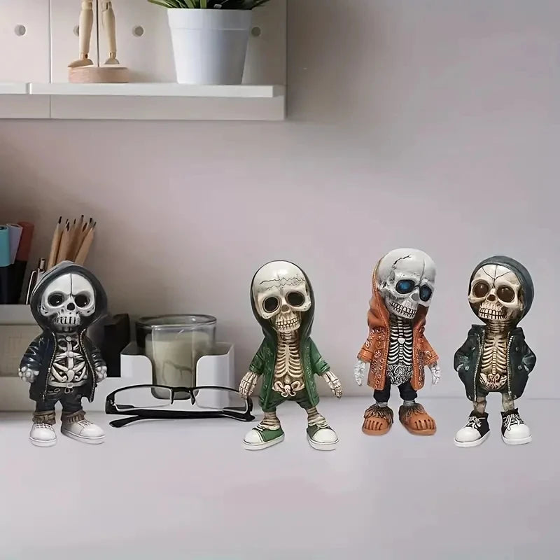 1pc Cool Skeleton Figure – Gothic Skull Statue & Collectible Halloween Decoration for Home, Office & Room