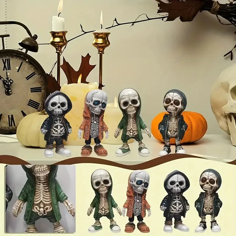 1pc Cool Skeleton Figure – Gothic Skull Statue & Collectible Halloween Decoration for Home, Office & Room