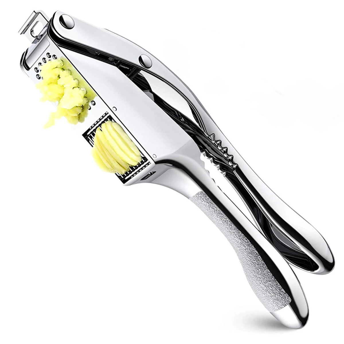 2-in-1 Stainless Steel Garlic Press – Slicer & Mincer Crusher Tool