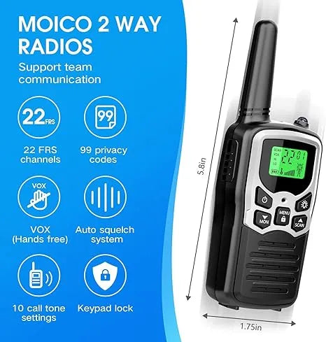 MOICO Long Range Walkie Talkies (2 Pack)
