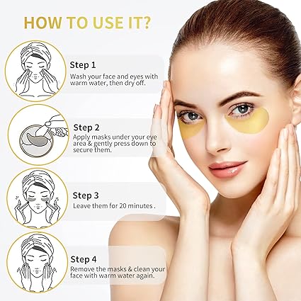 24K Gold Under Eye Patches – Collagen & Hyaluronic Acid (60 Pack) - Urbizia