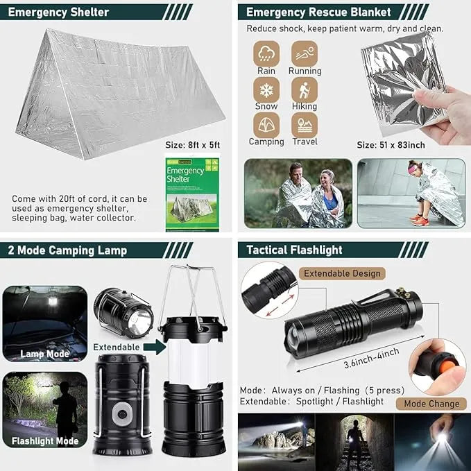 262-Piece Survival Kit with First Aid - Urbizia