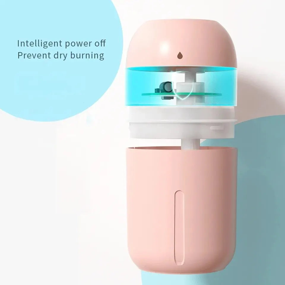 330ml Mini USB Humidifier – Portable Cool Mist Aroma Diffuser with LED Light