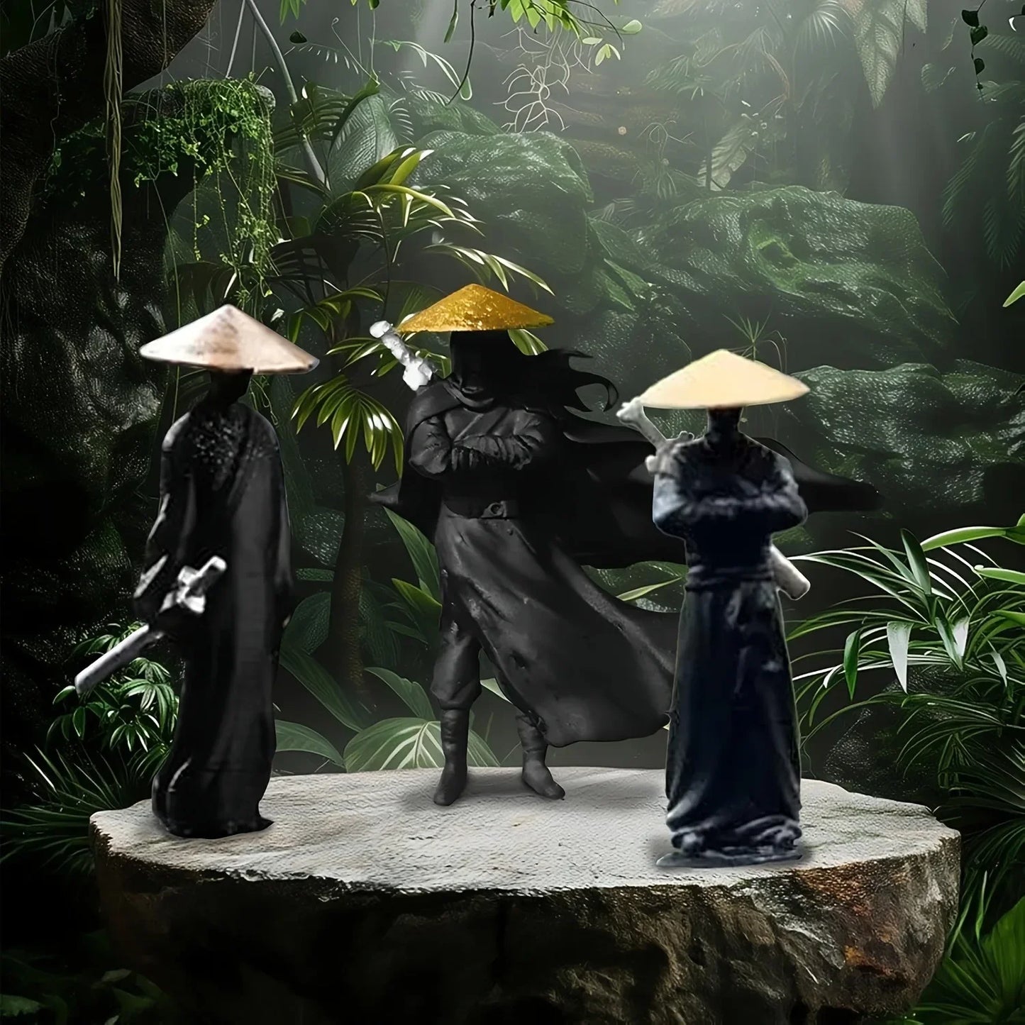 3PCS Mini Samurai Statue Set – Dashboard & Desk Decor