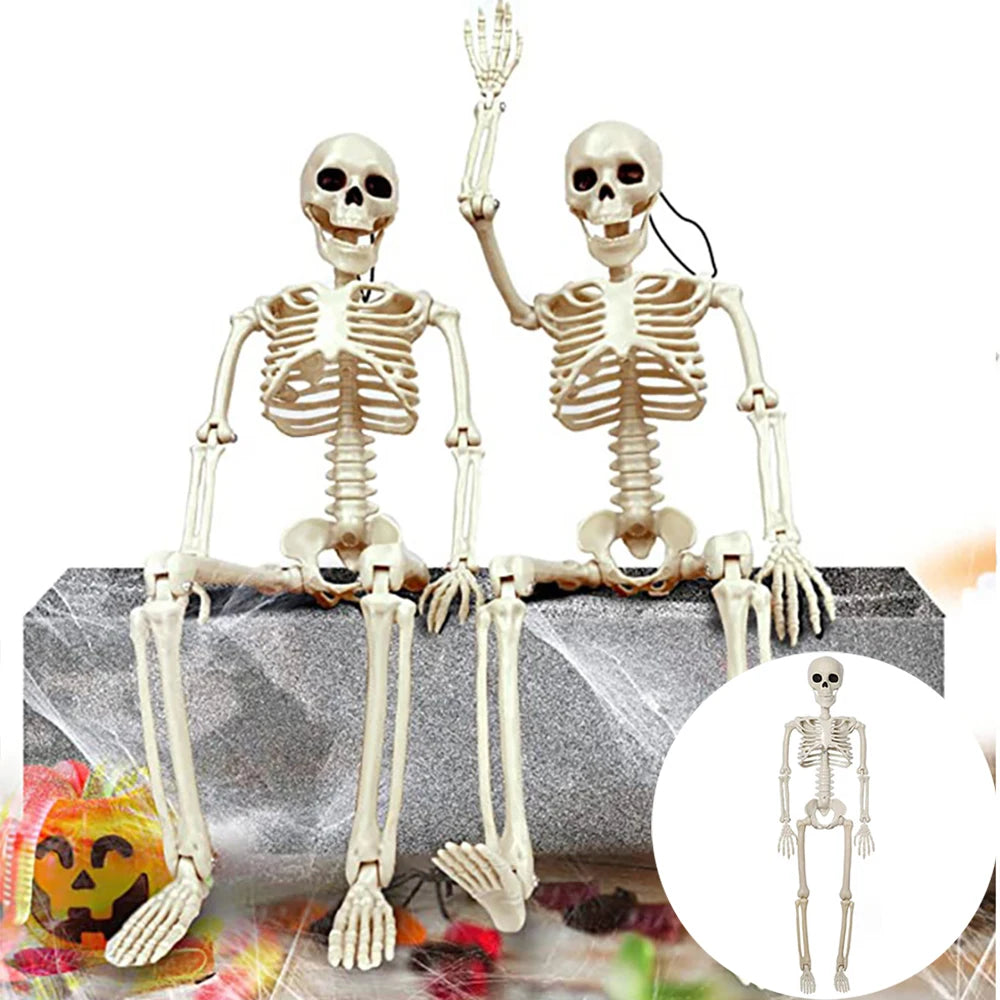40cm Halloween Human Skeleton Decoration – Posable Fake Bone Horror Prop for Haunted House & Party Décor