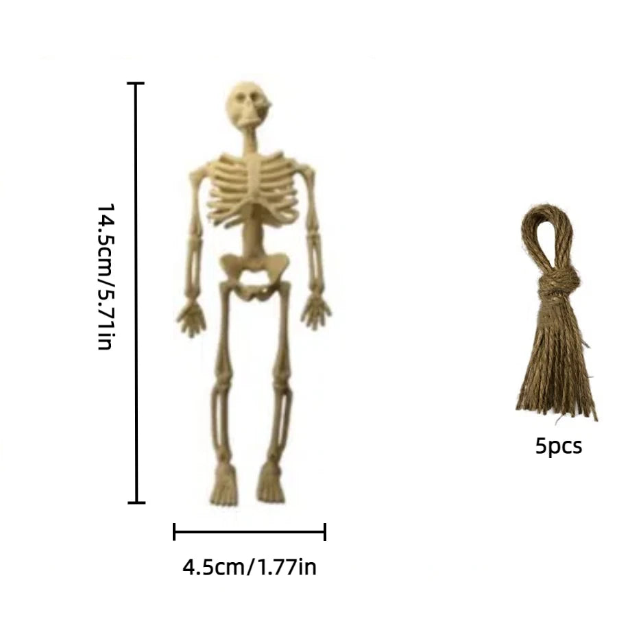5PCS Halloween Mini Plastic Skull Skeleton Decorations – Hanging Toys for Crafts & Party Favors