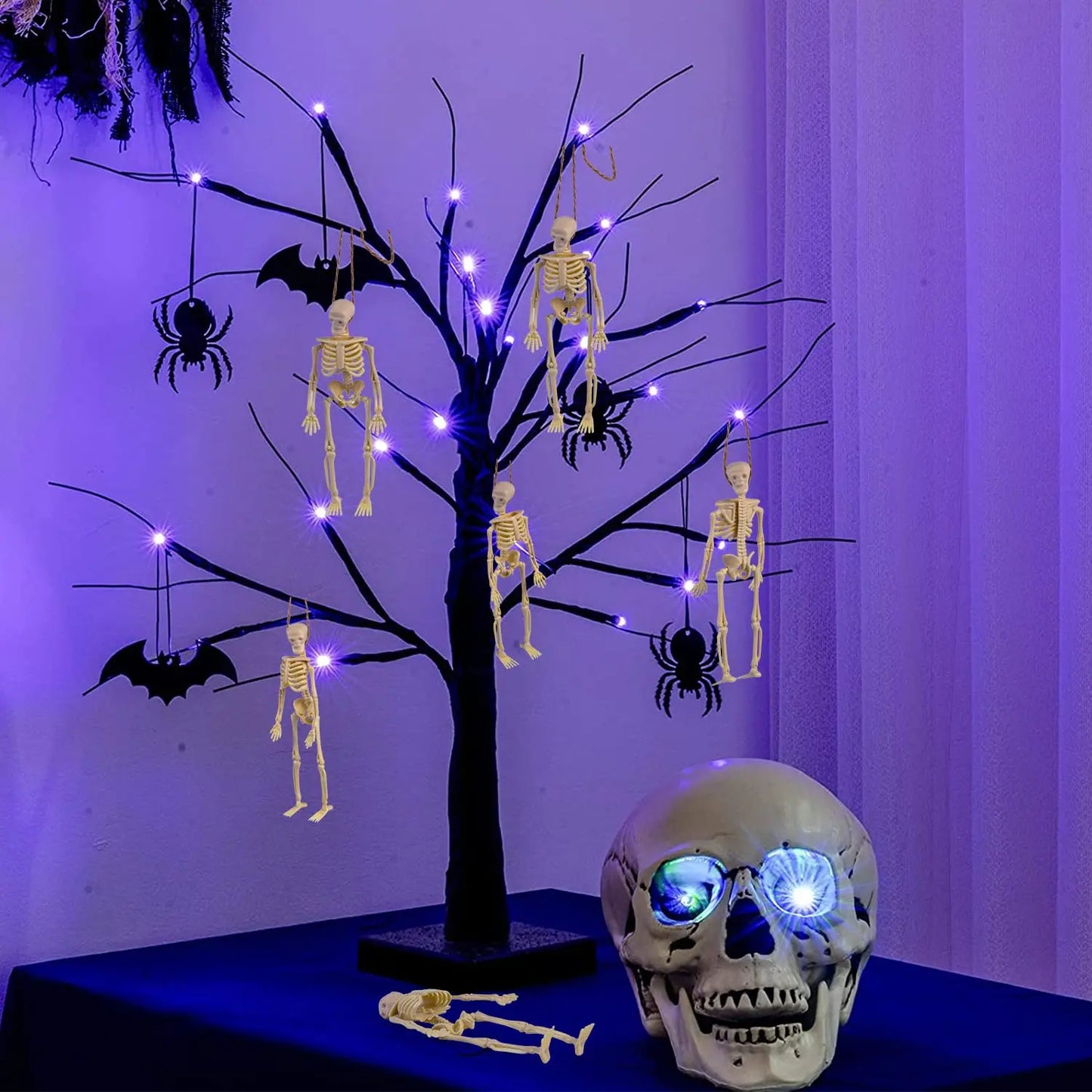5PCS Halloween Mini Plastic Skull Skeleton Decorations – Hanging Toys for Crafts & Party Favors