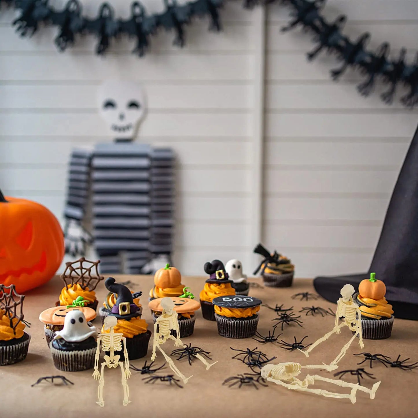 5PCS Halloween Mini Plastic Skull Skeleton Decorations – Hanging Toys for Crafts & Party Favors