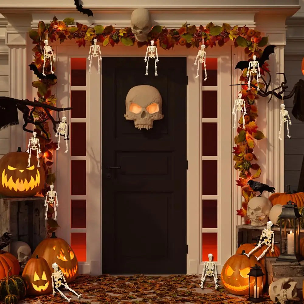 5PCS Halloween Mini Plastic Skull Skeleton Decorations – Hanging Toys for Crafts & Party Favors