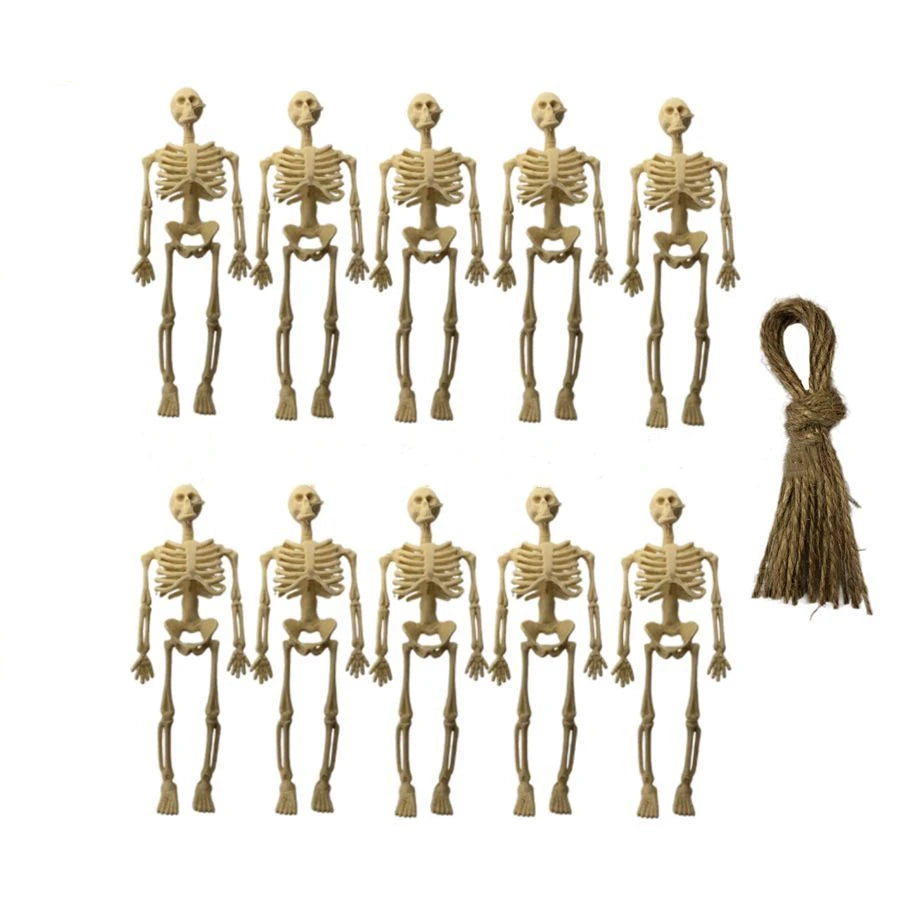 5PCS Halloween Mini Plastic Skull Skeleton Decorations – Hanging Toys for Crafts & Party Favors