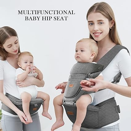 6-in-1 Baby Carrier with Hip Seat – Newborn to Toddler Adjustable Carrier (Grey) - Urbizia