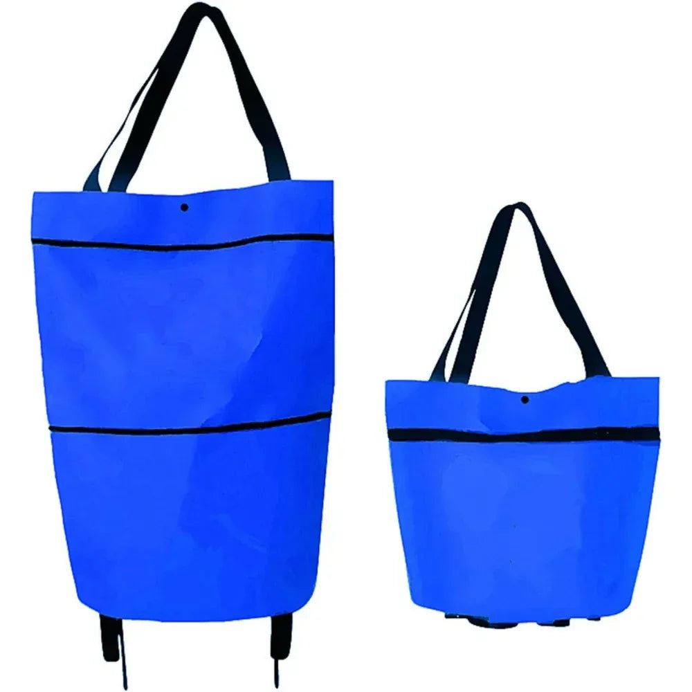 2-in-1 Foldable Shopping Cart with Wheels