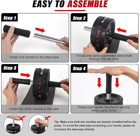 Ab Roller Wheel with Knee Pad – Core & Ab Workout Equipment for Home Gym - Urbizia