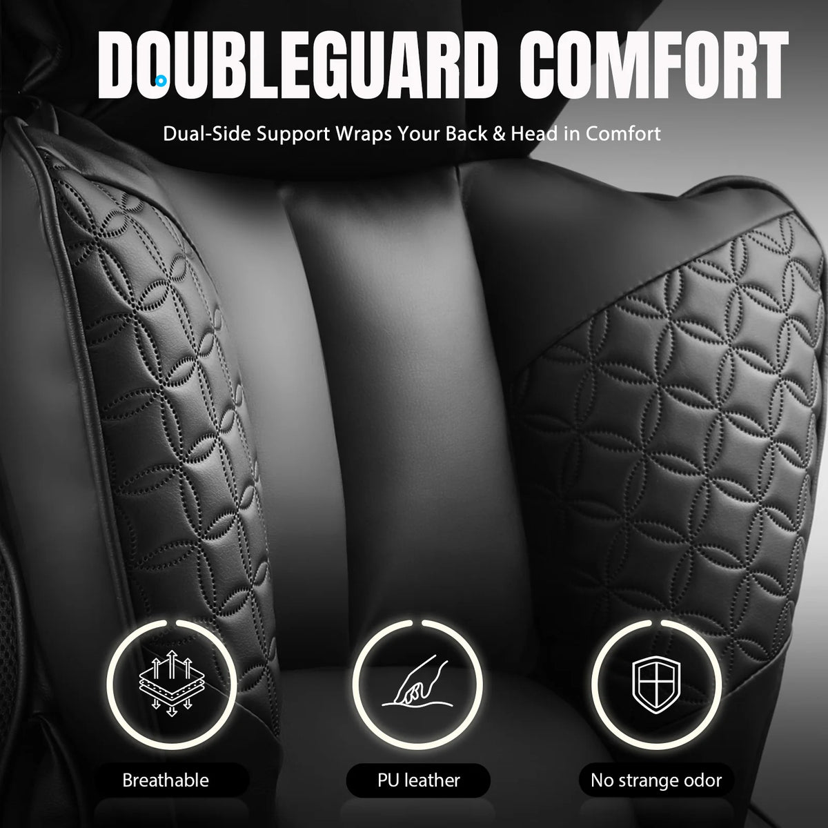 Office Chair Ergonomic Leather High Back Gaming Chair with Footrest, Adjustable Armrests