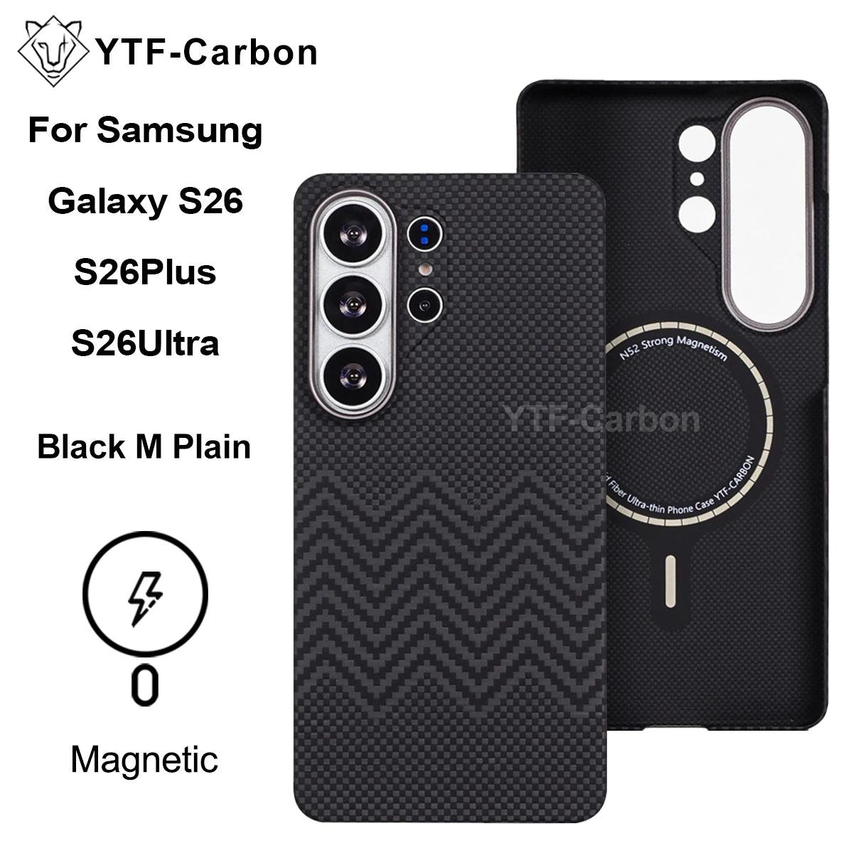 YTF For Samsung Galaxy S26 Ultra Aramid Fiber phone case for magnetic S26 plus Thin Luxury S26 cover protective Kevlar case