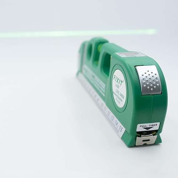 AikTryee Laser Level Tool – Cross Line, Vertical & Horizontal Leveler with Metric Ruler 8ft/2.5M - Urbizia