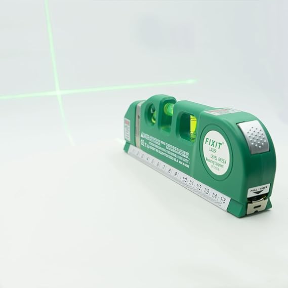 AikTryee Laser Level Tool – Cross Line, Vertical & Horizontal Leveler with Metric Ruler 8ft/2.5M - Urbizia