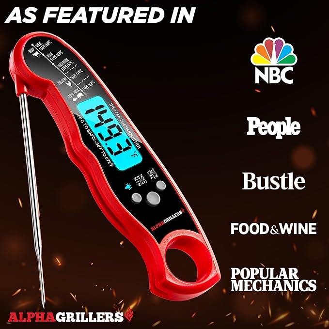 Alpha Grillers Digital Meat Thermometer – Instant Read Cooking & BBQ Probe - Urbizia