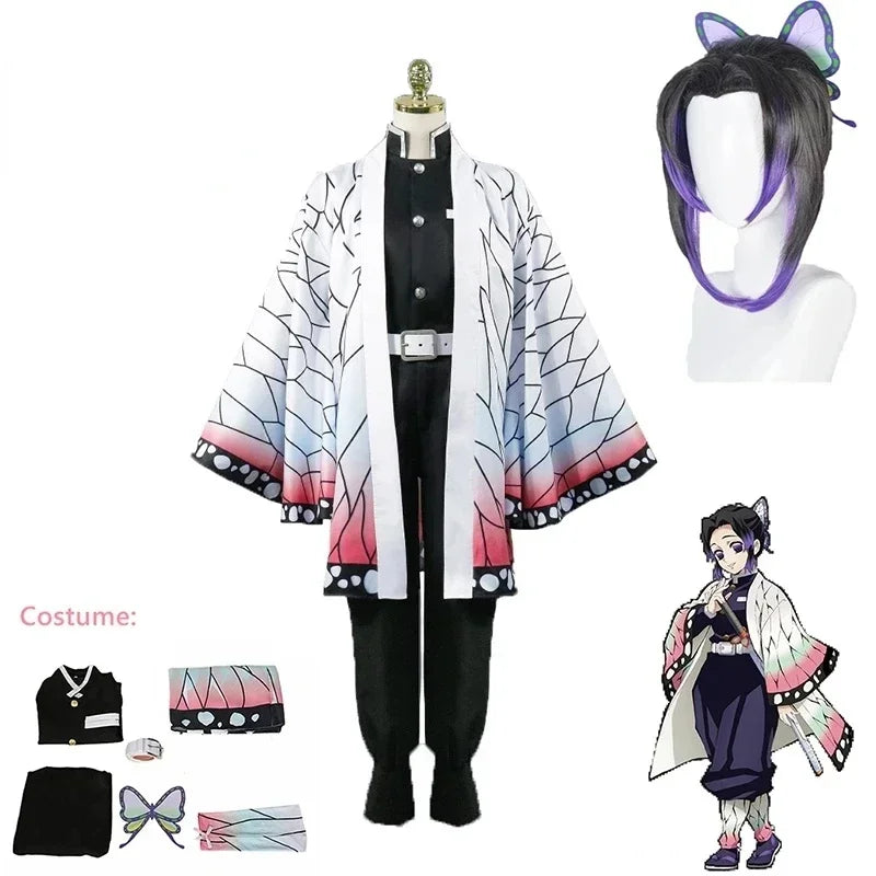 Anime Demon Slayer Kimetsu no Yaiba Shinobu Kochou Cosplay Costume – Kimono Uniform for Halloween & Anime Events
