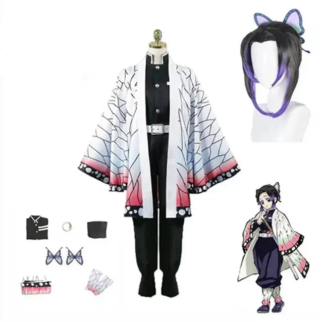 Anime Demon Slayer Kimetsu no Yaiba Shinobu Kochou Cosplay Costume – Kimono Uniform for Halloween & Anime Events