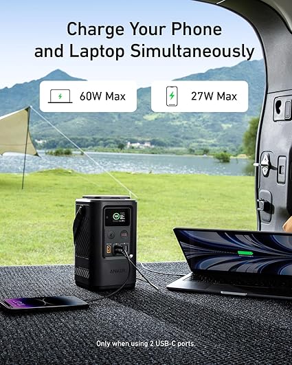 Anker 60000mAh Power Bank Power Station – Portable Outdoor Generator 87W with Display, Lighting & SOS, Home Backup for Travel & Camping - Urbizia