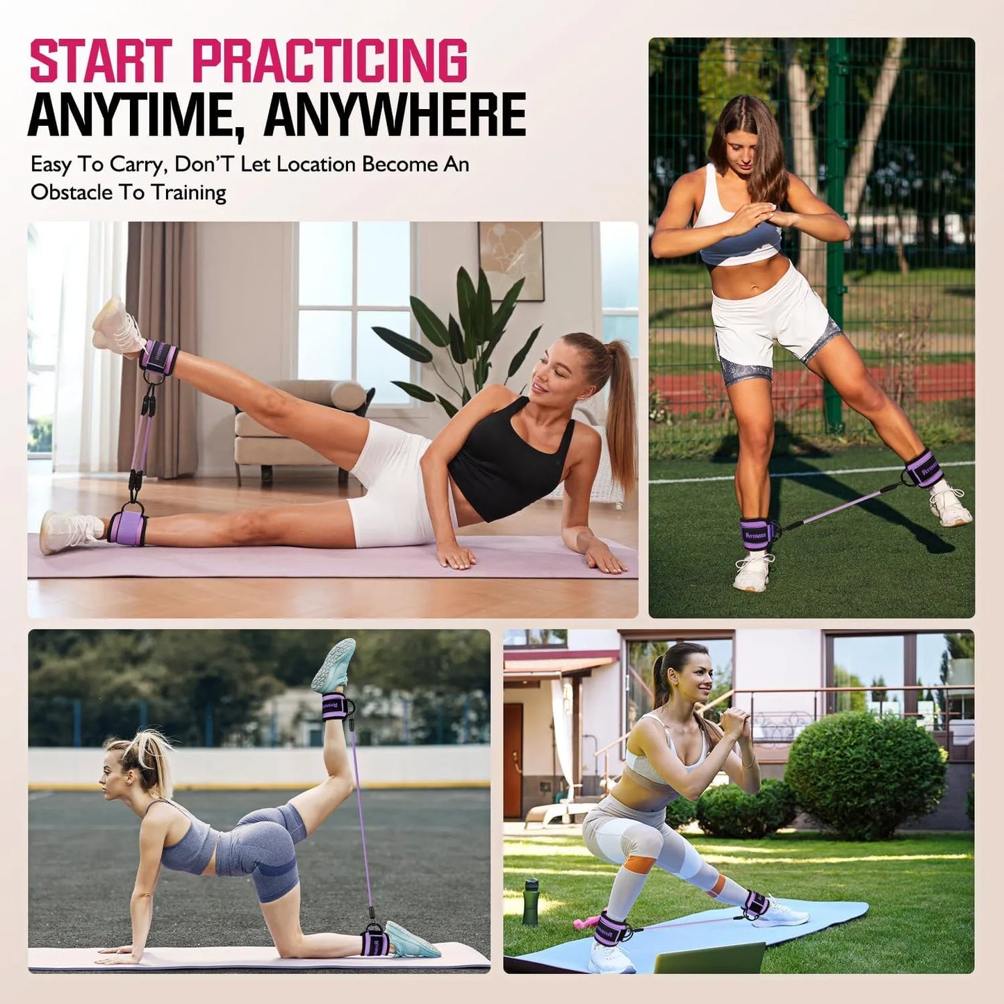 Ankle Resistance Bands with Cuffs – 3 Resistance Levels - Urbizia