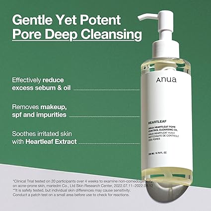 Anua Heartleaf Pore Control Cleansing Oil – Makeup & Blackhead Remover, Korean Skincare, 6.76 fl oz - Urbizia