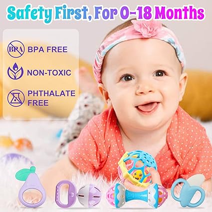 Baby Rattle & Teething Toy Set – Rattle Socks for Newborns to 12 Months - Urbizia