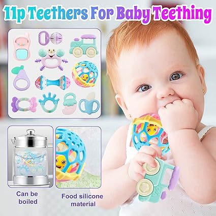 Baby Rattle & Teething Toy Set – Rattle Socks for Newborns to 12 Months - Urbizia