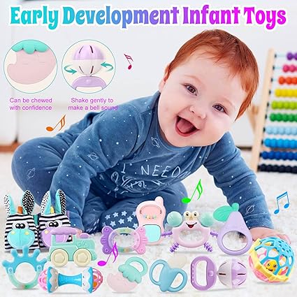 Baby Rattle & Teething Toy Set – Rattle Socks for Newborns to 12 Months - Urbizia