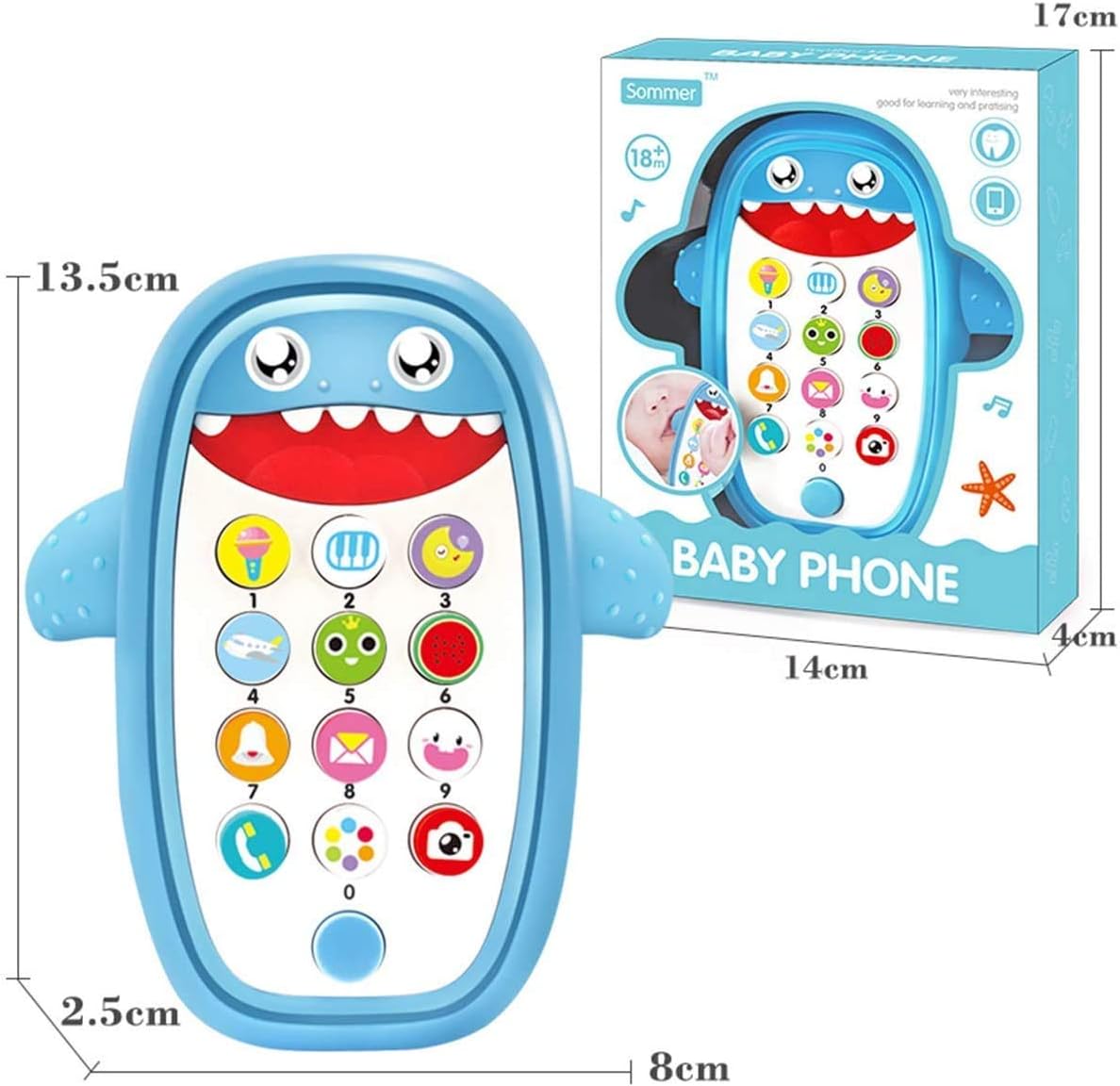 Baby Shark Musical Phone Toy – Light, Sound & Teething Toy for Babies - Urbizia