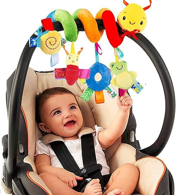 Baby Spiral Hanging Crib Toy – Rattle & Bell Stroller Activity Toy for Infants - Urbizia