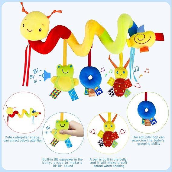 Baby Spiral Hanging Crib Toy – Rattle & Bell Stroller Activity Toy for Infants - Urbizia
