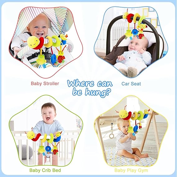 Baby Spiral Hanging Crib Toy – Rattle & Bell Stroller Activity Toy for Infants - Urbizia