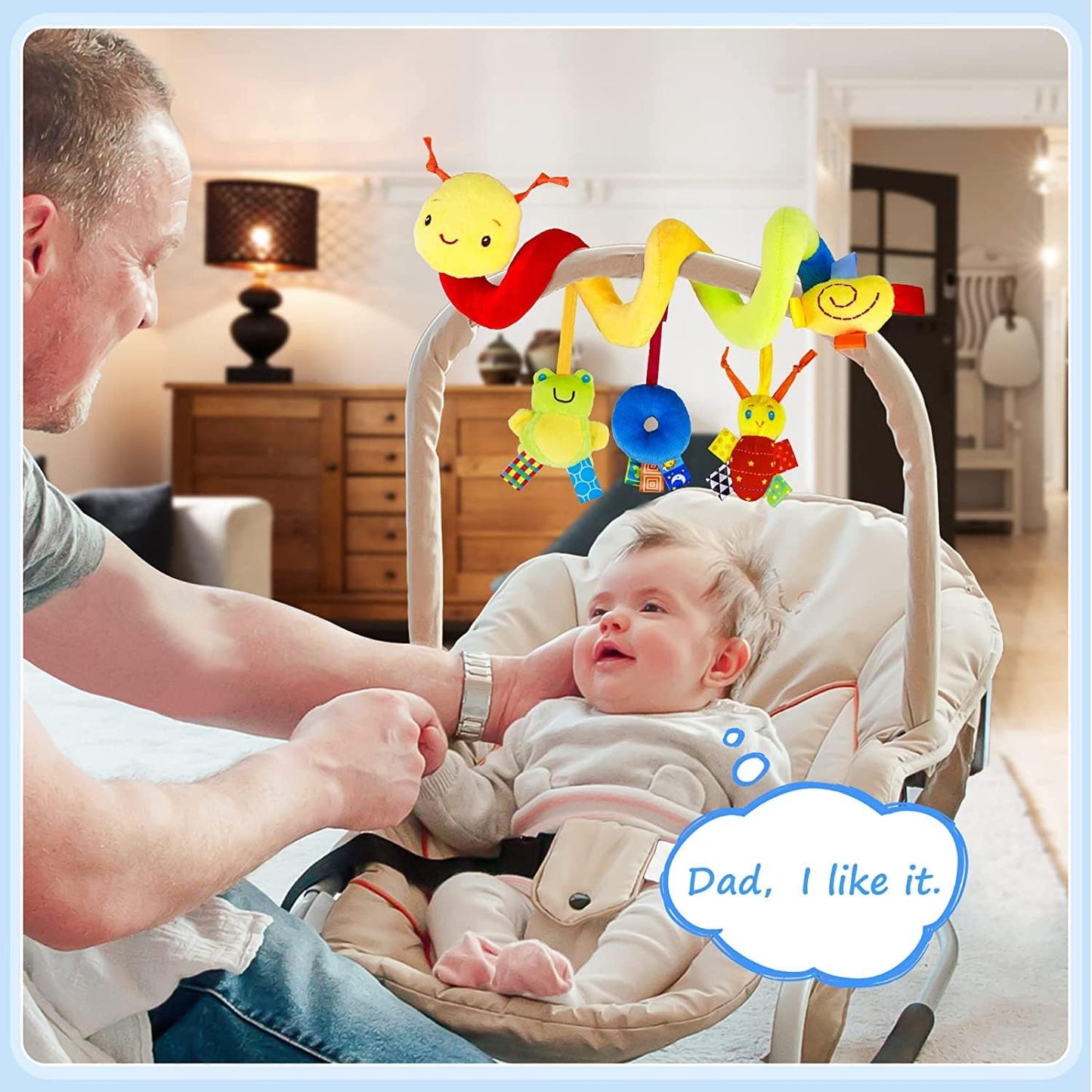 Baby Spiral Hanging Crib Toy – Rattle & Bell Stroller Activity Toy for Infants - Urbizia
