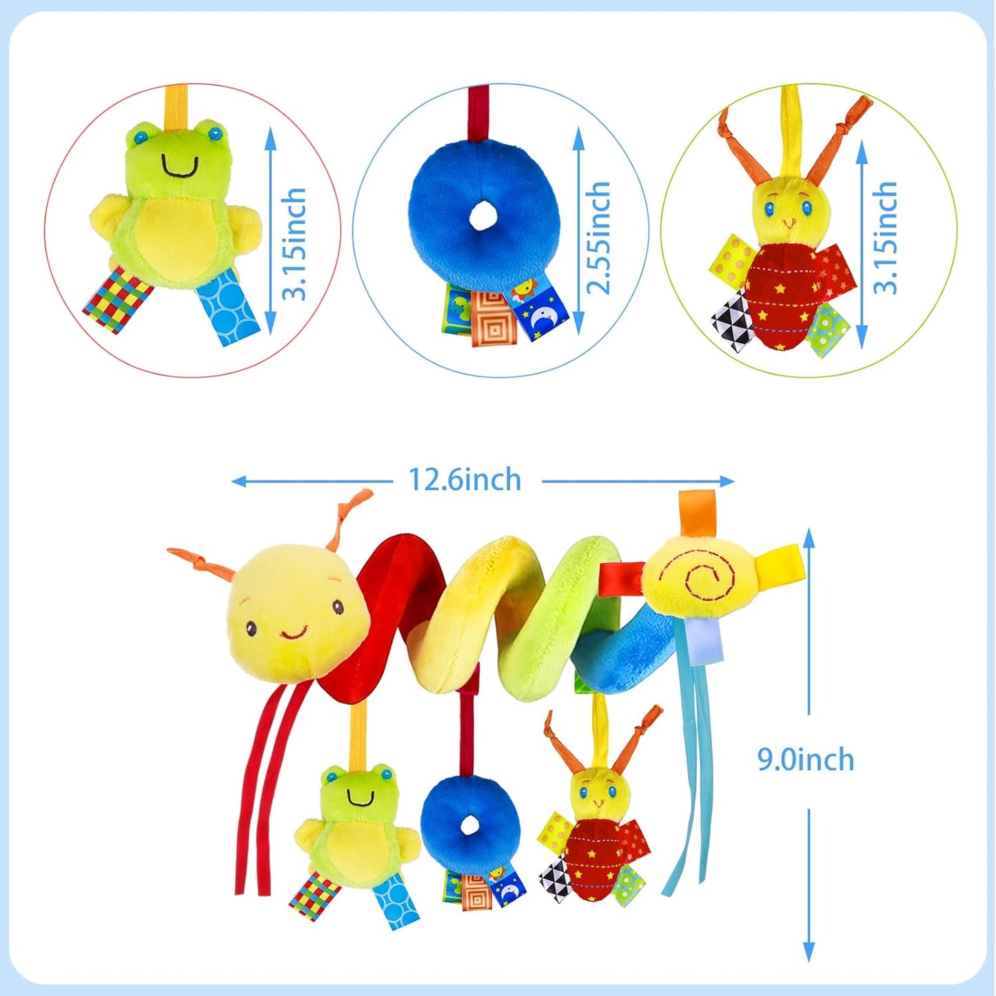 Baby Spiral Hanging Crib Toy – Rattle & Bell Stroller Activity Toy for Infants - Urbizia