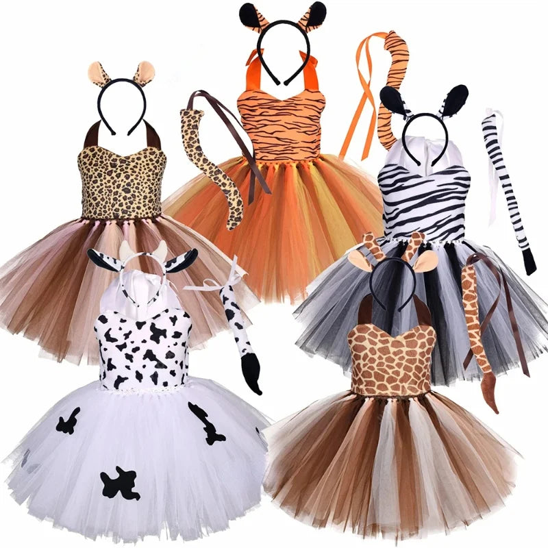 Baby Girls Halloween Animal Cosplay Costume – Forest Theme Tutu Dress for Birthday Party