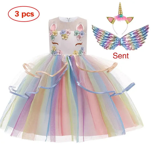 Baby Girls Unicorn Tutu Dress – Pastel Rainbow Princess Birthday & Halloween Costume for Kids