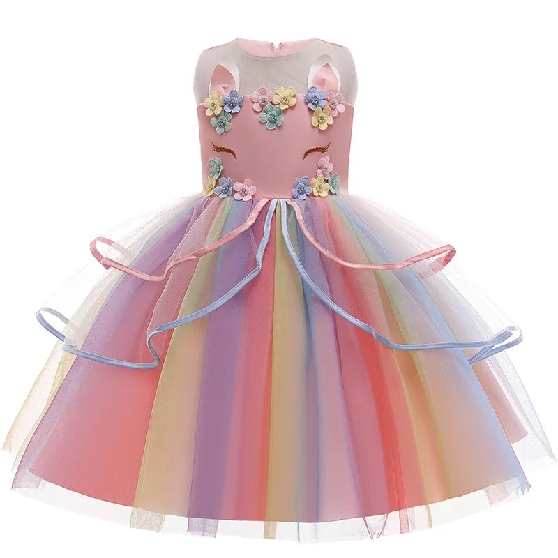 Baby Girls Unicorn Tutu Dress – Pastel Rainbow Princess Birthday & Halloween Costume for Kids