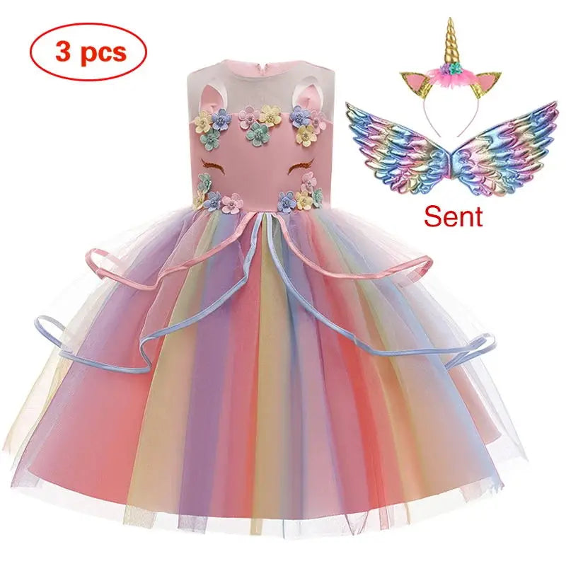 Baby Girls Unicorn Tutu Dress – Pastel Rainbow Princess Birthday & Halloween Costume for Kids