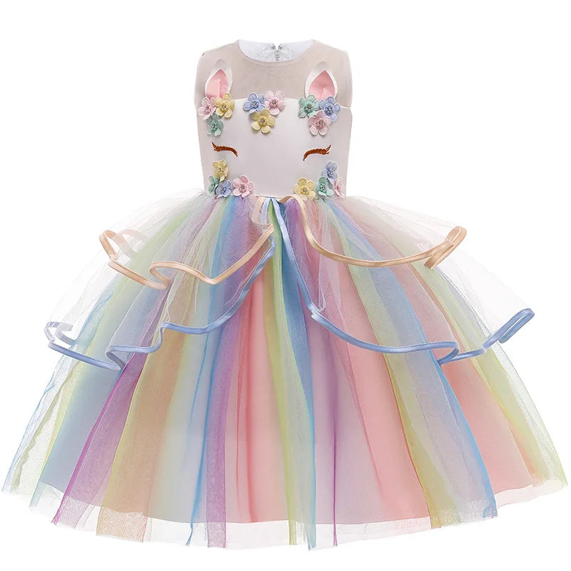 Baby Girls Unicorn Tutu Dress – Pastel Rainbow Princess Birthday & Halloween Costume for Kids