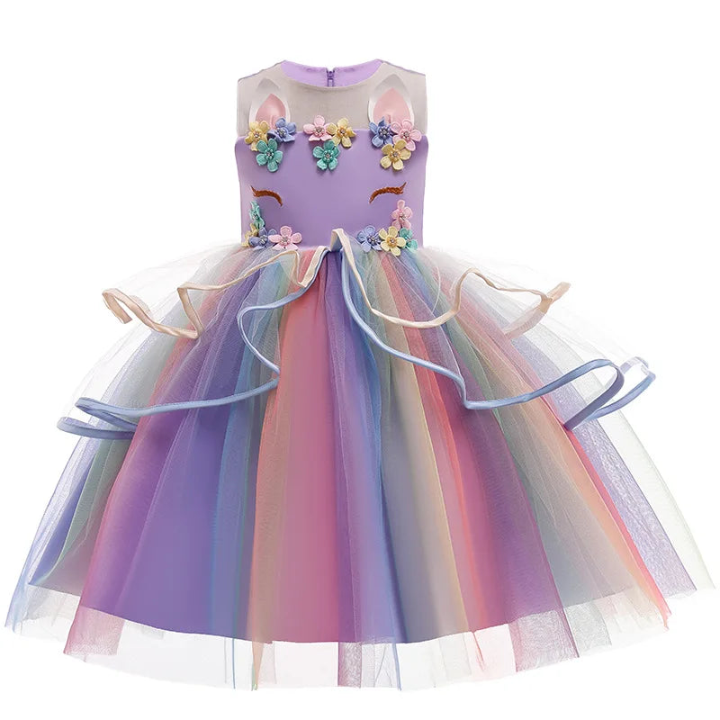 Baby Girls Unicorn Tutu Dress – Pastel Rainbow Princess Birthday & Halloween Costume for Kids