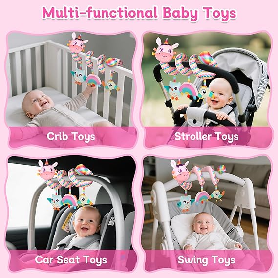 Baby Spiral Hanging Crib Toy – Rattle & Bell Stroller Activity Toy for Infants - Urbizia